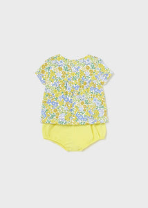 Mayoral 2pc Baby Girl Yellow Dandelion Printed Top and Yellow Shorts Set