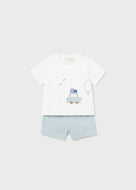 Mayoral Baby Boy 2pc White Tee and Blue Shorts Set