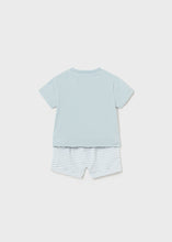 Cargar imagen en el visor de la galería, Mayoral Baby Boy 2pc Blue Tee and Striped Shorts Set
