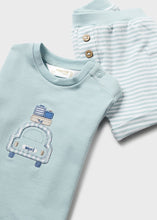 Cargar imagen en el visor de la galería, Mayoral Baby Boy 2pc Blue Tee and Striped Shorts Set
