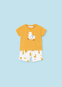 Mayoral Baby Boy 2pc Striped Chick Tee and Yellow Shorts Set