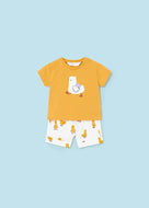 Mayoral Baby Boy 2pc Striped Chick Tee and Yellow Shorts Set