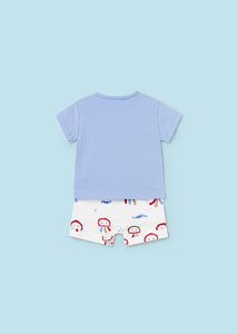 Mayoral Baby Boy 2pc Blue Tee and Jellyfish printed Shorts Set