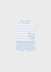 Mayoral Baby Boy 2pc Blue Tee and Chick Printed Shorts Set