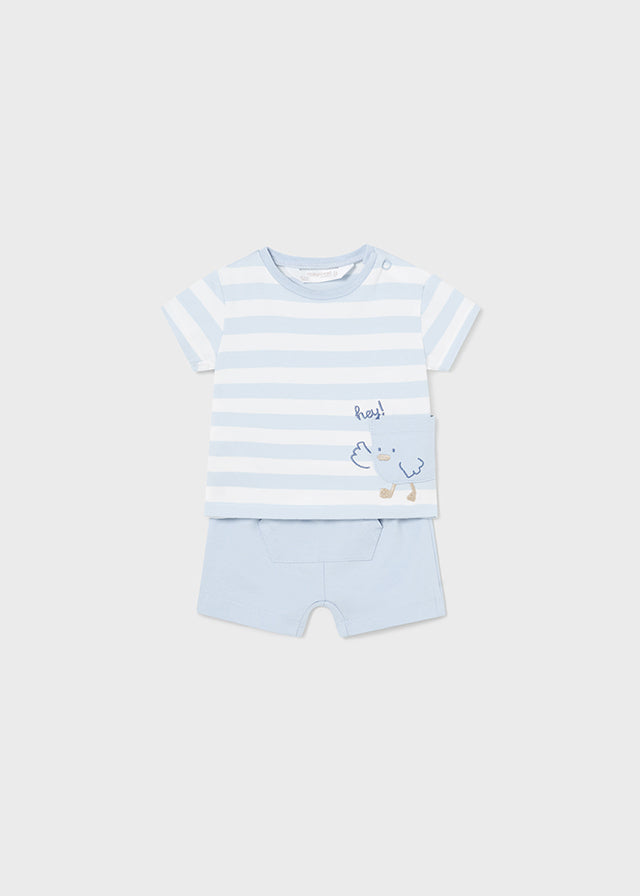 Mayoral Baby Boy 2pc Blue Tee and Chick Printed Shorts Set