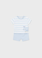 Mayoral Baby Boy 2pc Blue Tee and Chick Printed Shorts Set