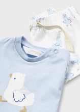 Cargar imagen en el visor de la galería, Mayoral Baby Boy 2pc Striped Blue Chick Tee and Blue Shorts Set
