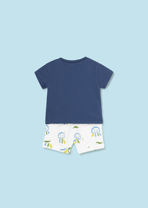 Mayoral Baby Boy 2pc Navy Tee and Printed Shorts Set