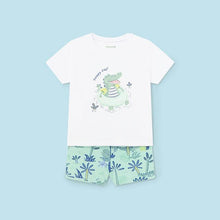 Carregar imagem no visualizador da galeria, Mayoral Baby Boy Green Gator Print Tee &amp; Swim Shorts Set
