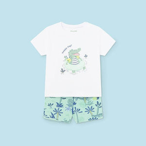 Mayoral Baby Boy Green Gator Print Tee & Swim Short Set