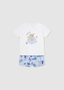 Mayoral Baby Boy Blue Gator Print Tee & Swim Shorts Set