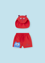 Load image into Gallery viewer, Mayoral Baby Boy 2pc Red Swim Shorts and Cap Set
