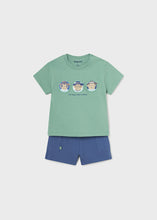 Afbeelding in Gallery-weergave laden, Mayoral Baby Boy 2pc Green Monkey Tee and Navy Shorts Set
