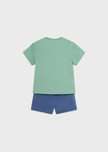 Afbeelding in Gallery-weergave laden, Mayoral Baby Boy 2pc Green Monkey Tee and Navy Shorts Set
