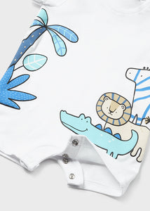 Mayoral Baby Boy White - Light Blue Safari Romper