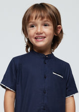 Carregar imagem no visualizador da galeria, Mayoral 2pc Kid Boy Navy Dressy Shirt and Striped Shorts Set
