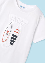 Load image into Gallery viewer, Mayoral 2pc Boy White Vacay Tee and Navy Striped Shorts Set
