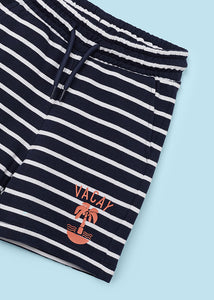 Mayoral 2pc Boy White Vacay Tee and Navy Striped Shorts Set