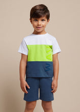 Load image into Gallery viewer, Mayoral 2pc Boy Green &amp; White Wave Tee and Navy Shorts Set
