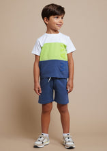 Load image into Gallery viewer, Mayoral 2pc Boy Green &amp; White Wave Tee and Navy Shorts Set
