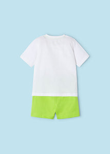 Mayoral 2pc Boy White Pineapple Tee and Green Shorts Set