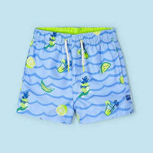 Mayoral Kid Boy Blue Pineapple Print Swim Shorts