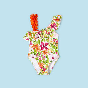 Mayoral Toddler Girl Orange Flower Swimsuit