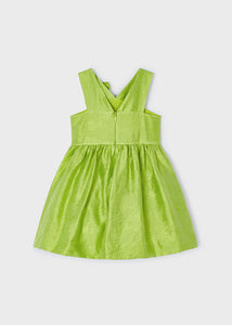 Mayoral Kid Girl Green Sateen Flower Applique Dress