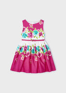 Mayoral Kid Girl Fushia Floral Belted Dress