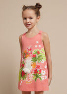 Mayoral Kid Girl Coral with White Embroidery Dress