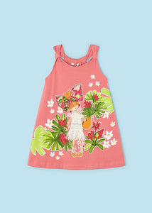 Mayoral Kid Girl Coral with White Embroidery Dress