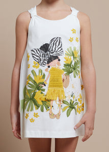 Mayoral Kid Girl White with Yellow Embroidery Dress