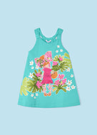 Mayoral Kid Girl Blue with Pink Embroidery Dress