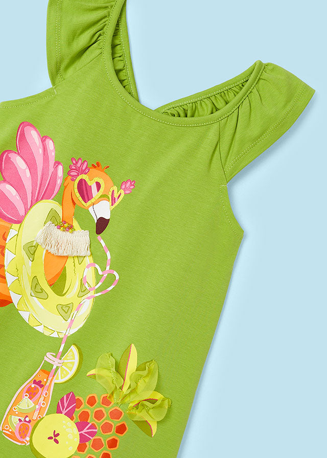 Mayoral Kid Girl Green Flamingo Dress Cute as a Button Mayoral Kid Girl Green Flamingo Dress Cute as a Button