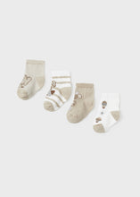 Cargar imagen en el visor de la galería, Mayoral 4pairs Baby Neutral Linen Elephant Sock Set
