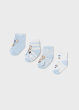 Cargar imagen en el visor de la galería, Mayoral 4pairs Baby Boy Sky Blue Elephant Sock Set
