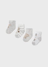 Load image into Gallery viewer, Mayoral 4pairs Baby Neutral Grey Elephant Sock Set
