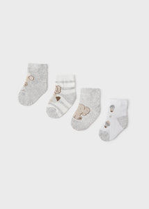 Mayoral 4pairs Baby Neutral Grey Elephant Sock Set