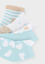 Cargar imagen en el visor de la galería, Mayoral 4pairs Baby Neutral Blue Bunny Sock Set
