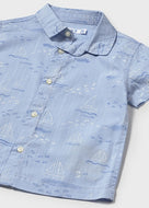 Mayoral Toddler Boy Blue Sailboat Print Short Sleeve Shirt