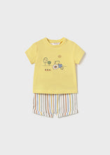 Afbeelding in Gallery-weergave laden, Mayoral 2pc Baby Boy Yellow Tee and Striped Shorts Set
