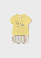 Mayoral 2pc Baby Boy Yellow Tee and Striped Shorts Set