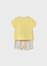 Afbeelding in Gallery-weergave laden, Mayoral 2pc Baby Boy Yellow Tee and Striped Shorts Set
