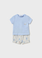 Mayoral 2pc Baby Boy Blue Kite Tee and Striped Shorts Set
