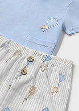 Afbeelding in Gallery-weergave laden, Mayoral 2pc Baby Boy Blue Kite Tee and Striped Shorts Set
