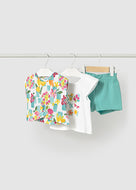 Mayoral 3pc Baby Girl Aqua Floral Set