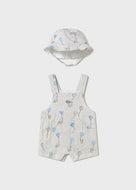 Mayoral 2pc Baby Boy Striped Kite Print Shortalls with Hat
