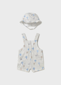 Mayoral 2pc Baby Boy Striped Kite Print Shortalls with Hat
