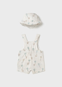 Mayoral 2pc Baby Boy Striped Kite Print Shortalls with Hat