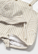 Load image into Gallery viewer, Mayoral 2pc Baby Boy Beige Striped Romper with Hat Set

